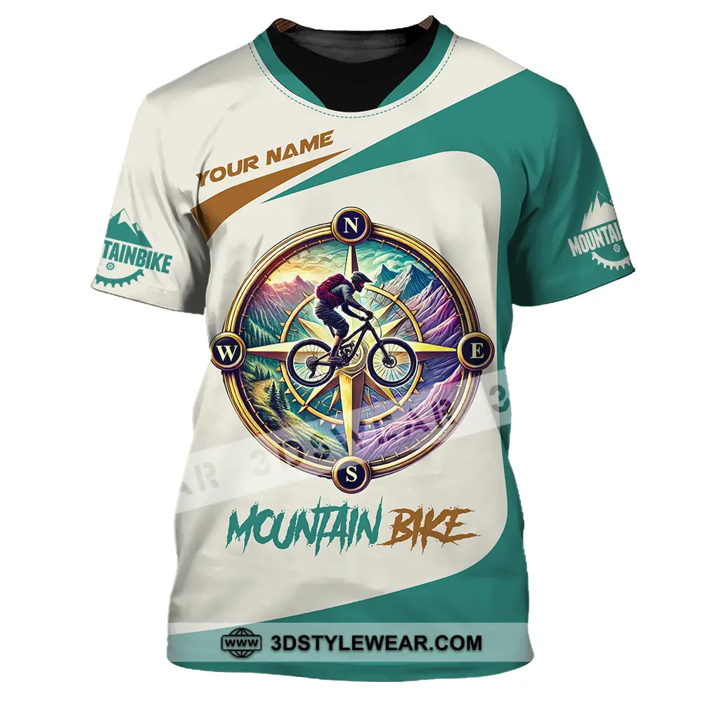 Unisex Shirt - Custom Name Mountain Bike Sport Compass Biker T-Shirt / S T-Shirt