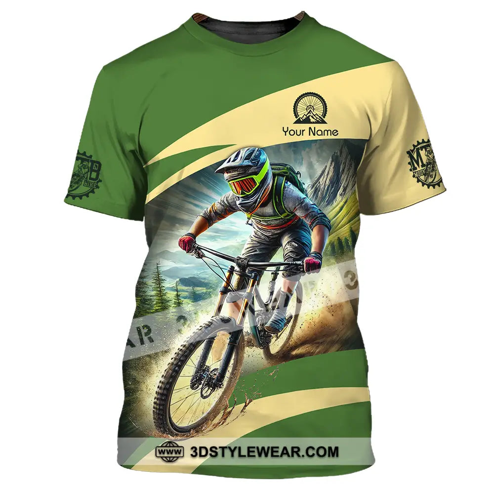 Unisex Shirt - Custom Name Mountain Bike Sport Green Biker T-Shirt / S T-Shirt