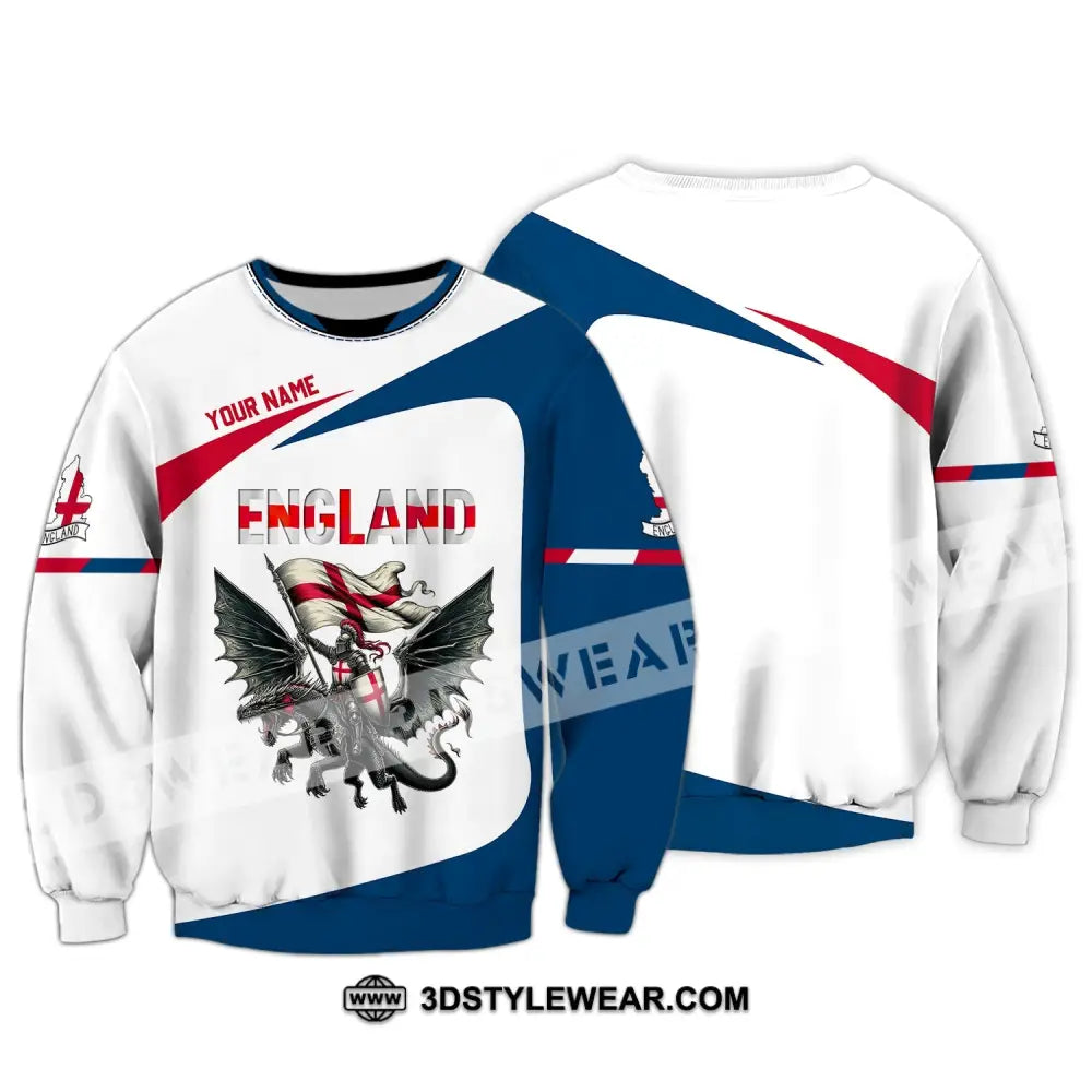 Unisex Shirt - Custom Name National Team Euro 2024 England Fly Dragon Long Sleeve / S T-Shirt