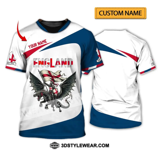 Unisex Shirt - Custom Name National Team Euro 2024 England Fly Dragon T-Shirt