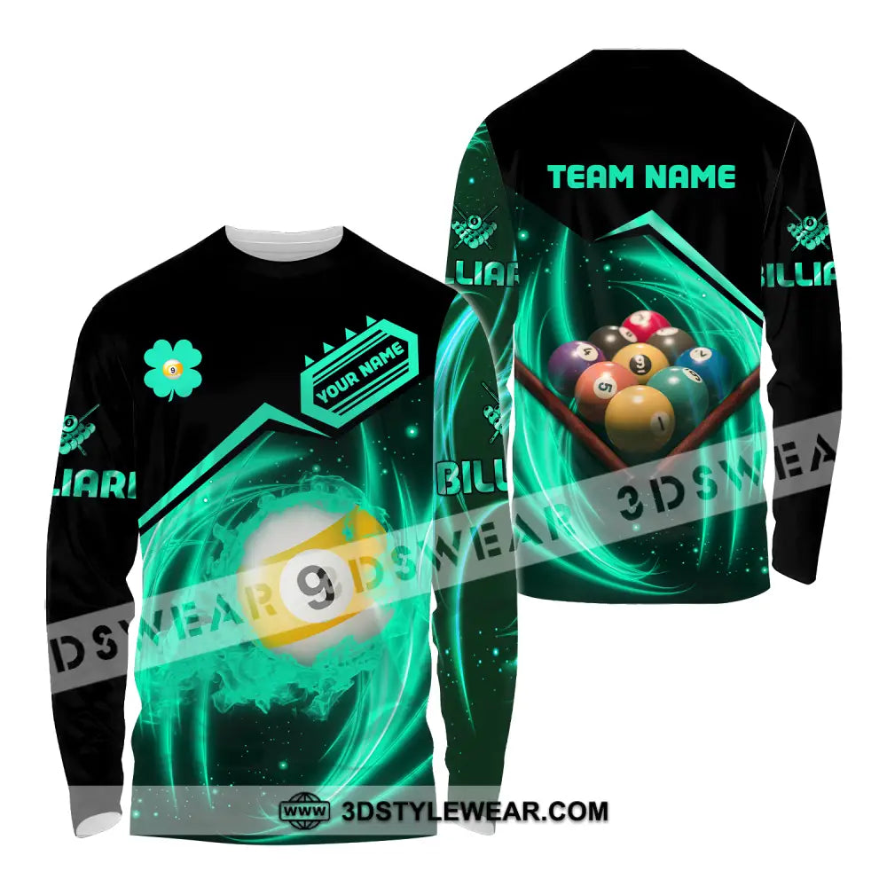 Unisex Shirt - Custom Name Neon Color Billiard Long Sleeve / S T-Shirt