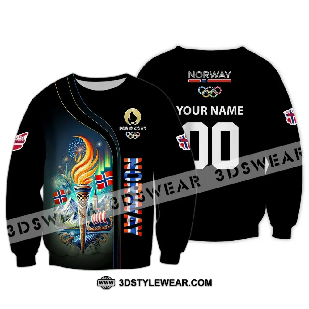 Unisex Shirt Custom Name Norway Olympic 2024 Long Sleeve Polo / S T-Shirt