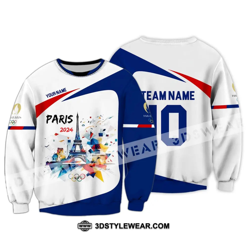 Unisex Shirt - Custom Name Number And Team Olympic Paris 2024 Sport Long Sleeve / S T-Shirt