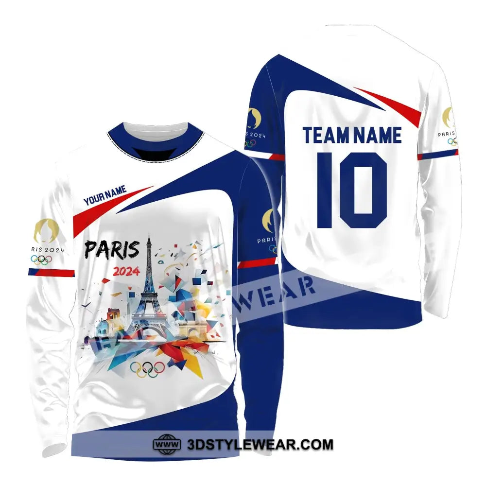 Unisex Shirt - Custom Name Number And Team Olympic Paris 2024 Sport Long Sleeve / S T-Shirt