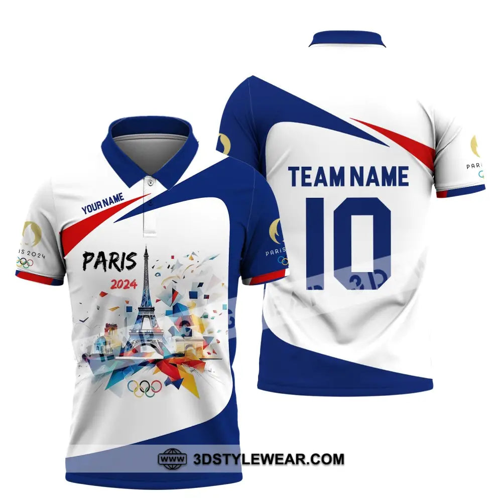 Unisex Shirt - Custom Name Number And Team Olympic Paris 2024 Sport Polo / S T-Shirt