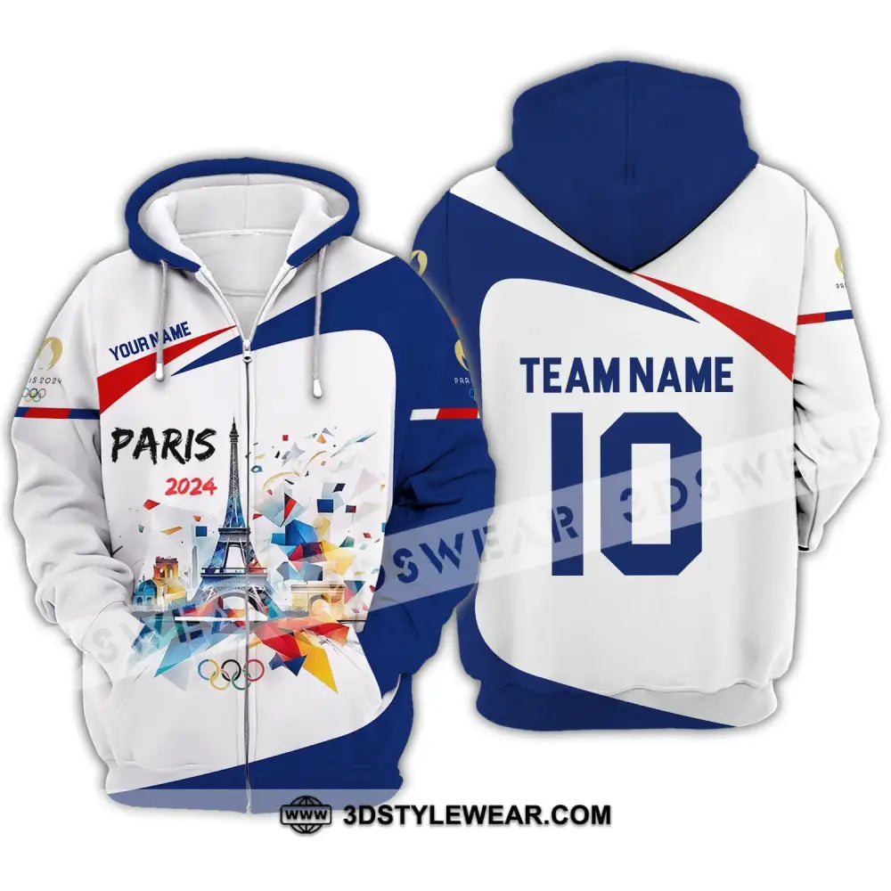 Unisex Shirt - Custom Name Number And Team Olympic Paris 2024 Sport Zipper Hoodie / S T-Shirt