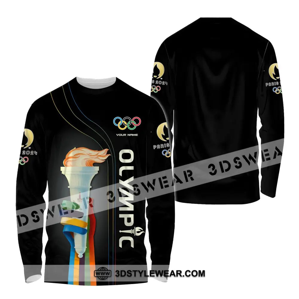 Unisex Shirt Custom Name Olympic 2024 Long Sleeve Polo / S T-Shirt