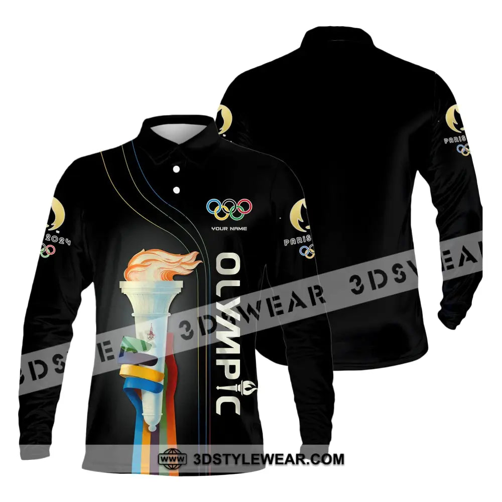 Unisex Shirt Custom Name Olympic 2024 Long Sleeve Polo / S T-Shirt