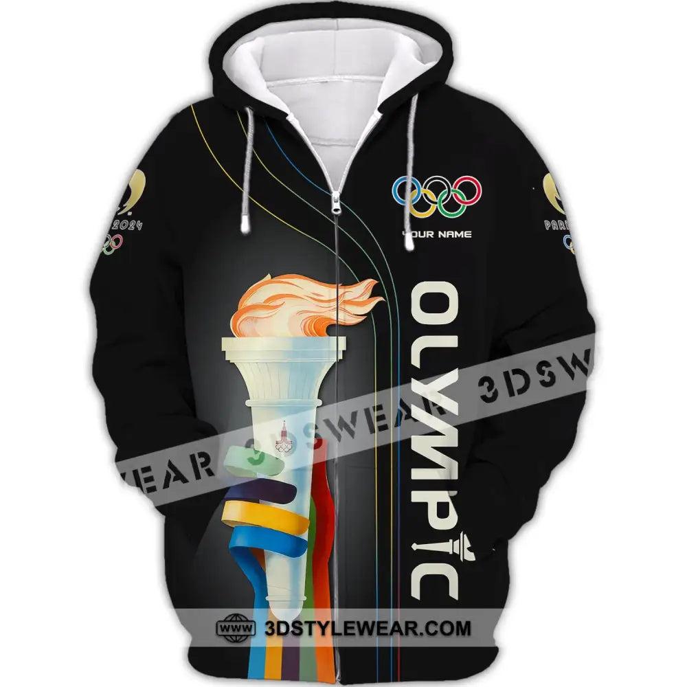 Unisex Shirt Custom Name Olympic 2024 Long Sleeve Polo Zipper Hoodie / S T-Shirt