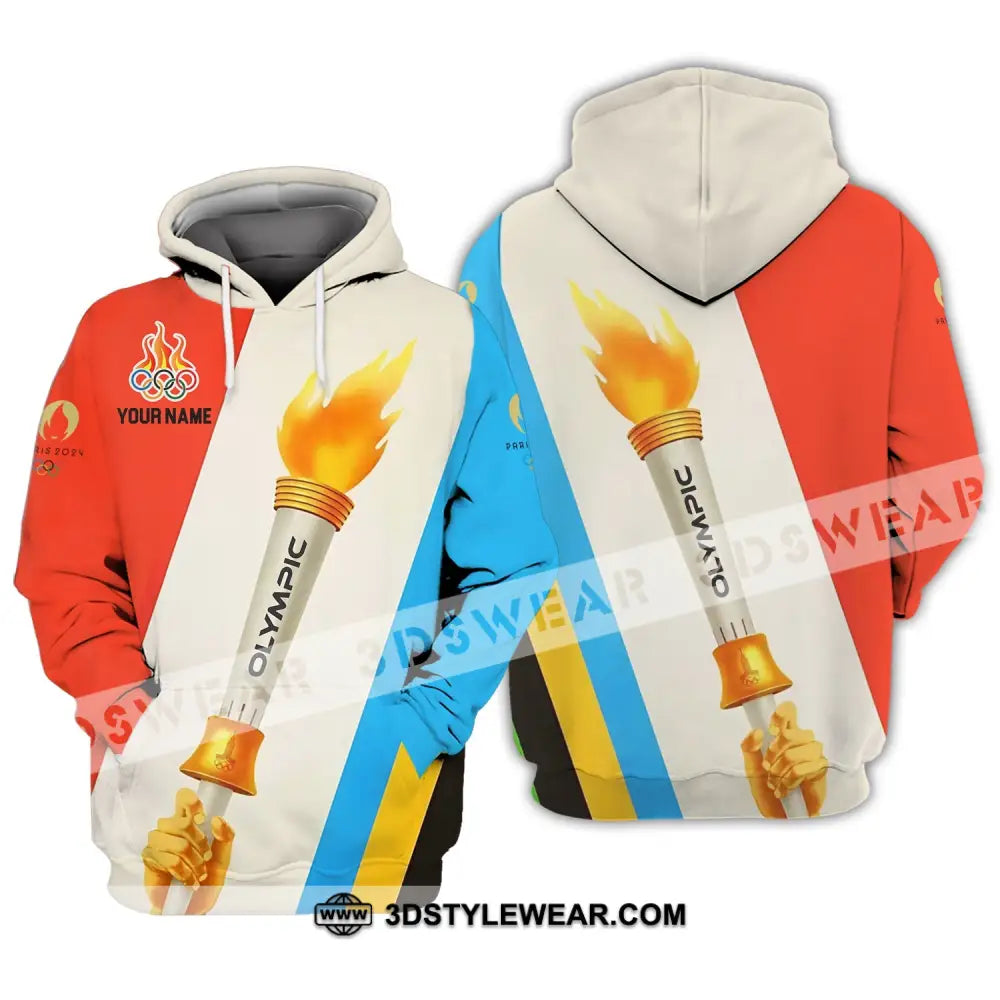 Unisex Shirt - Custom Name Olympic 2024 Sport Classic Fire Hoodie / S T-Shirt