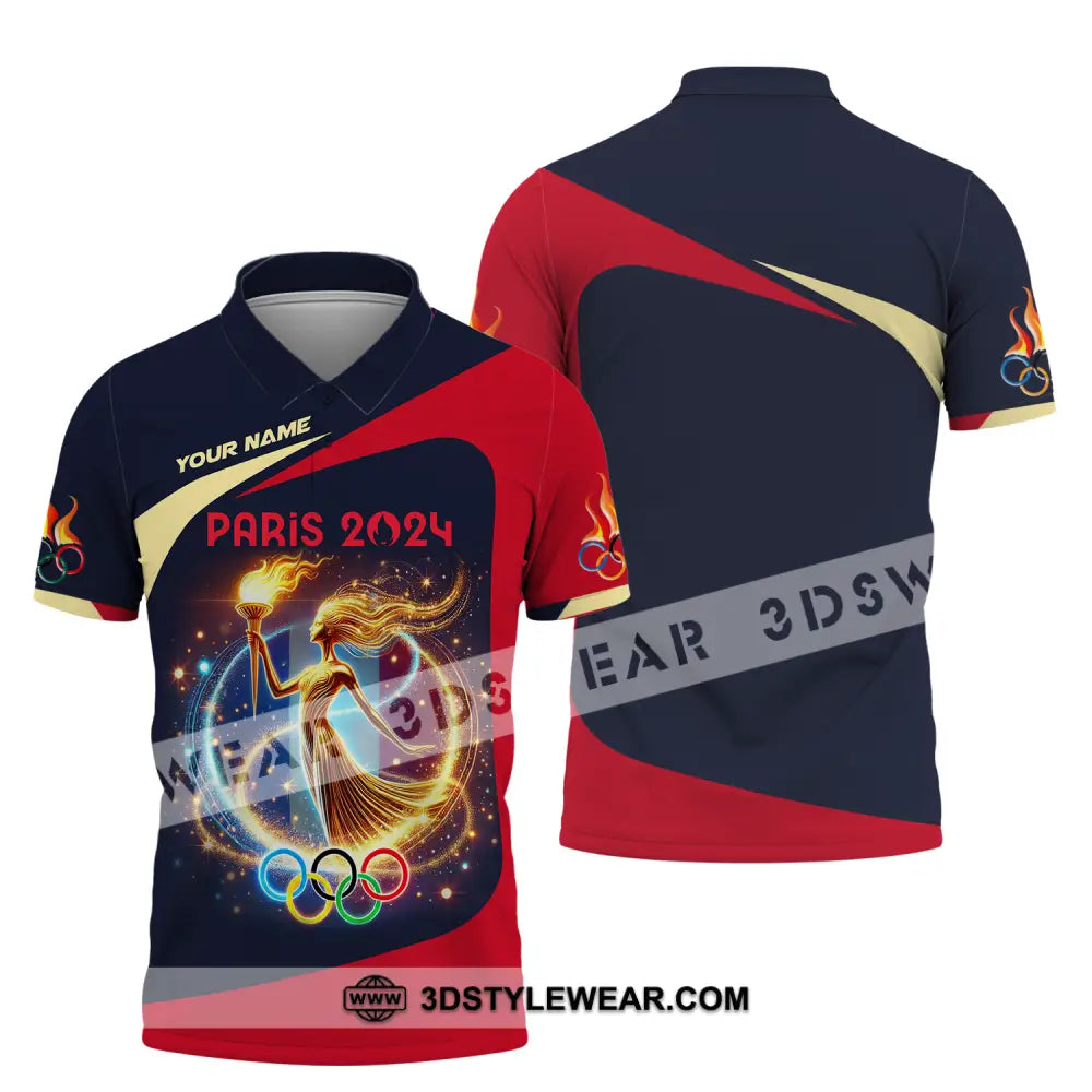 Unisex Shirt - Custom Name Olympic Dark Color Paris 2024 Polo / S T-Shirt