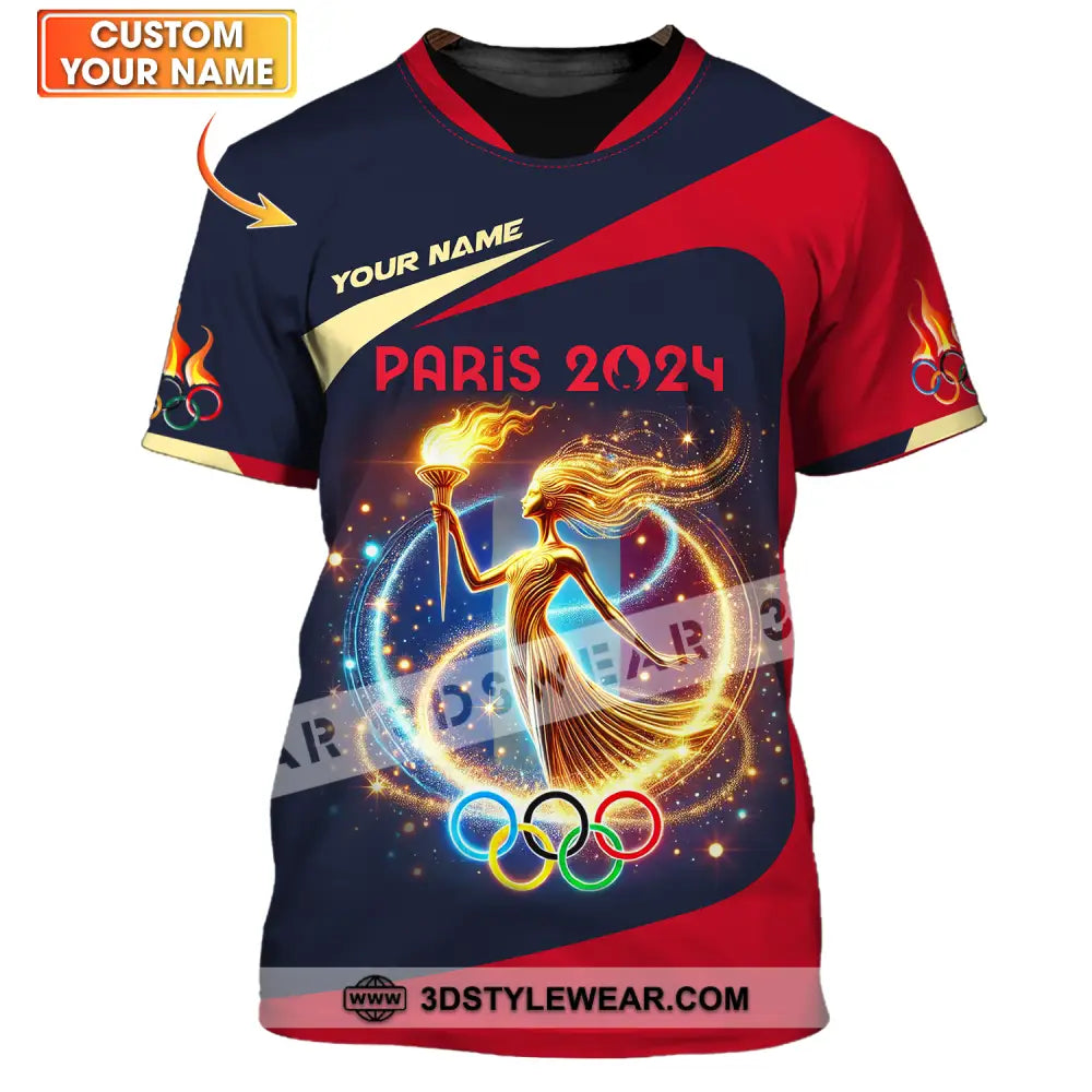 Unisex Shirt - Custom Name Olympic Dark Color Paris 2024 T-Shirt