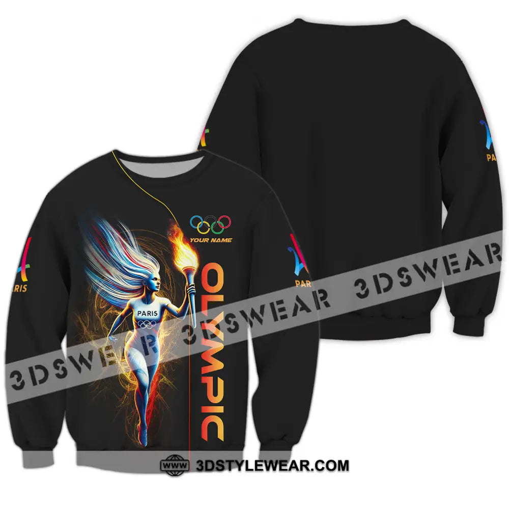 Unisex Shirt - Custom Name Olympic Fire Long Sleeve / S T-Shirt