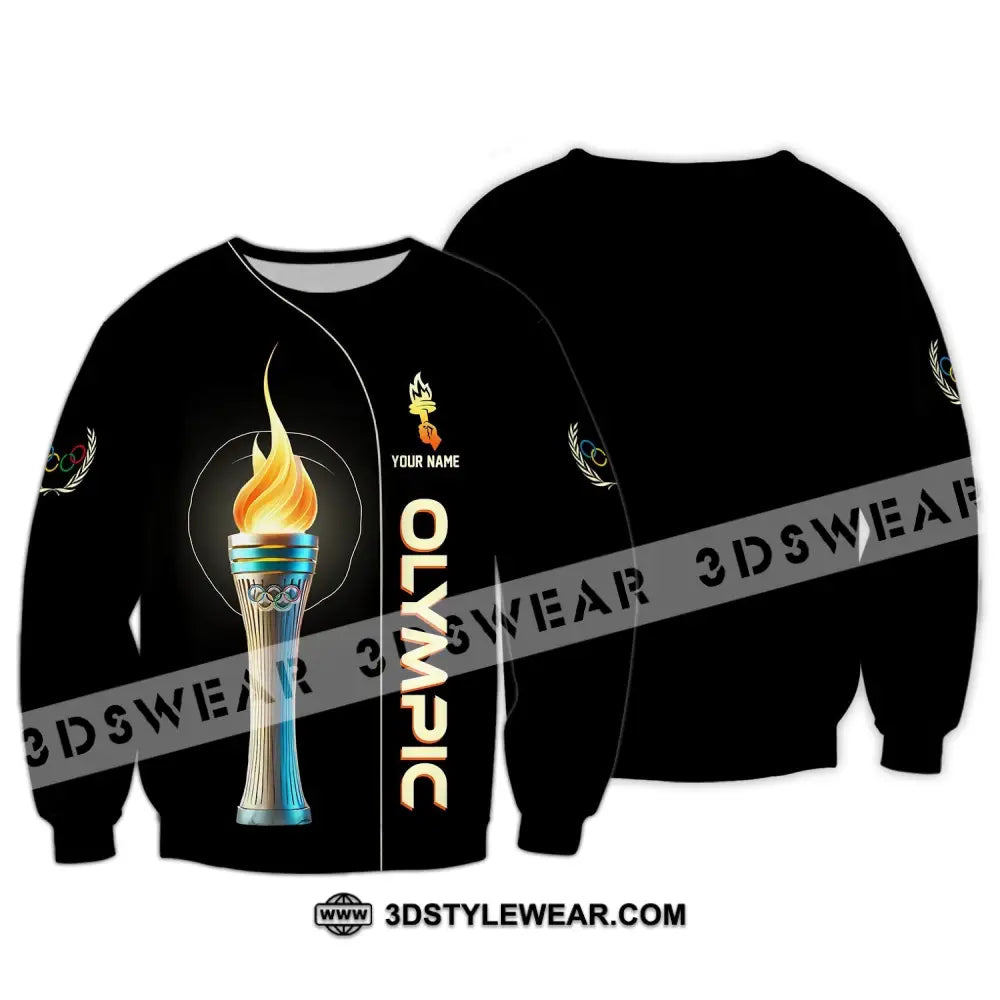 Unisex Shirt - Custom Name Olympic Fire Long Sleeve / S T-Shirt