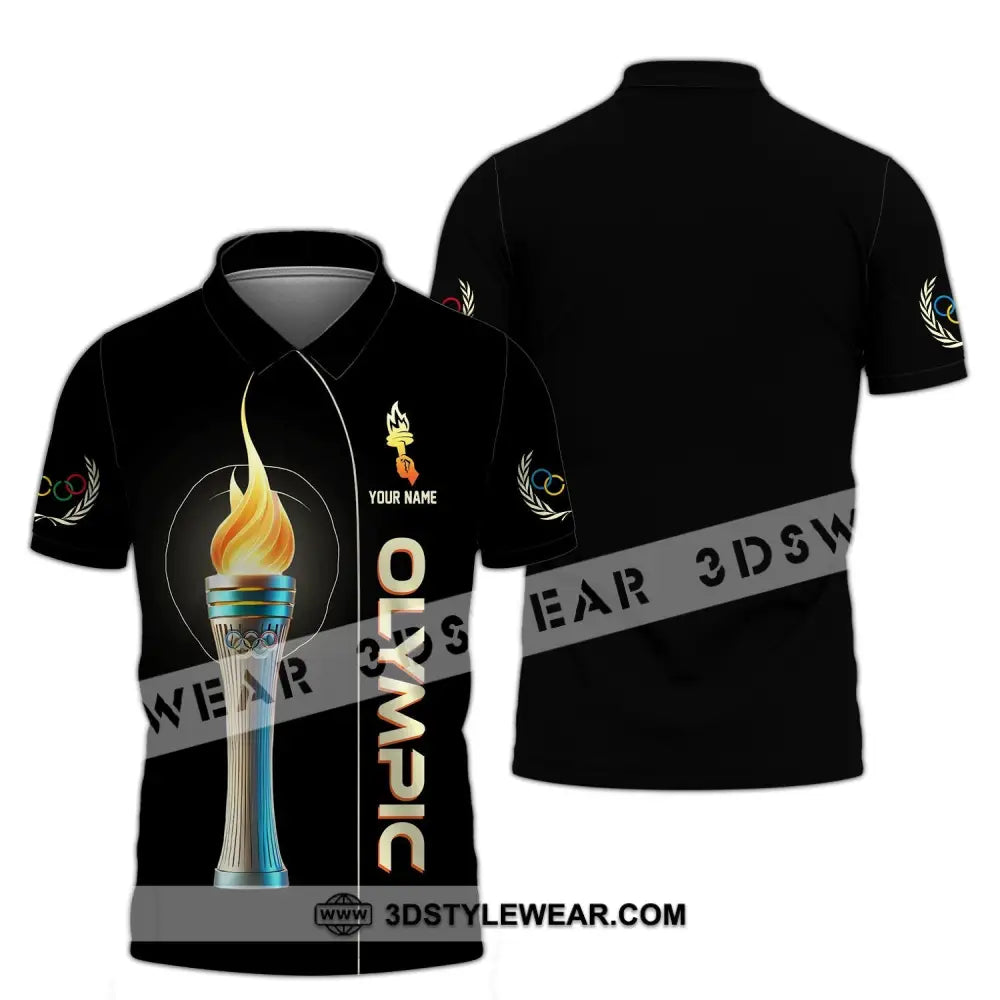 Unisex Shirt - Custom Name Olympic Fire Polo / S T-Shirt