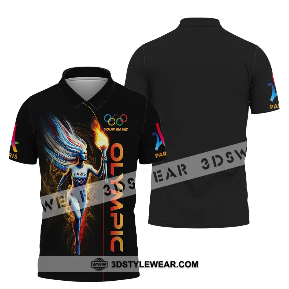 Unisex Shirt - Custom Name Olympic Fire Polo / S T-Shirt