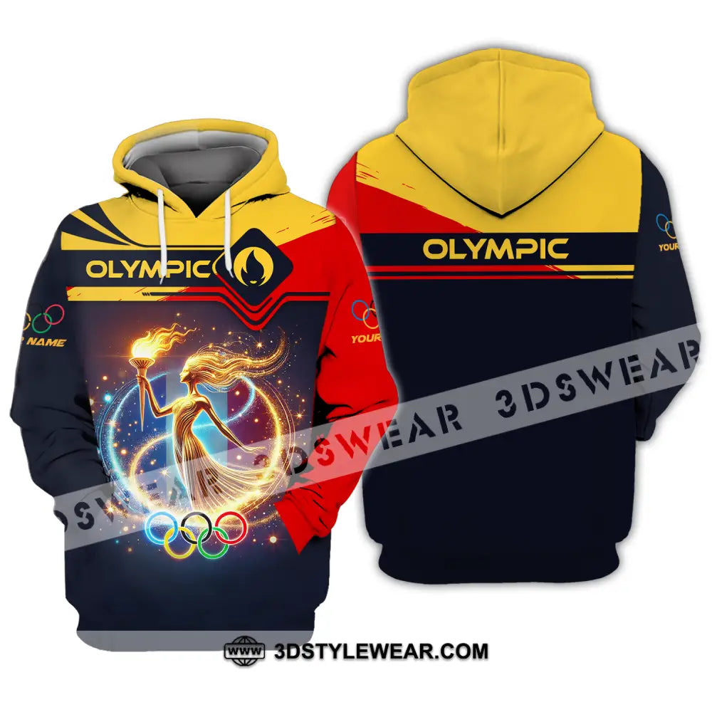 Unisex Shirt - Custom Name Olympic Fire Queen Paris 2024 Hoodie / S T-Shirt