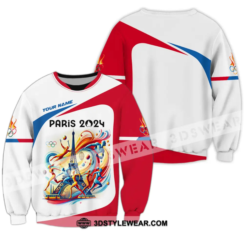 Unisex Shirt - Custom Name Olympic Light Color Paris 2024 Long Sleeve / S T-Shirt