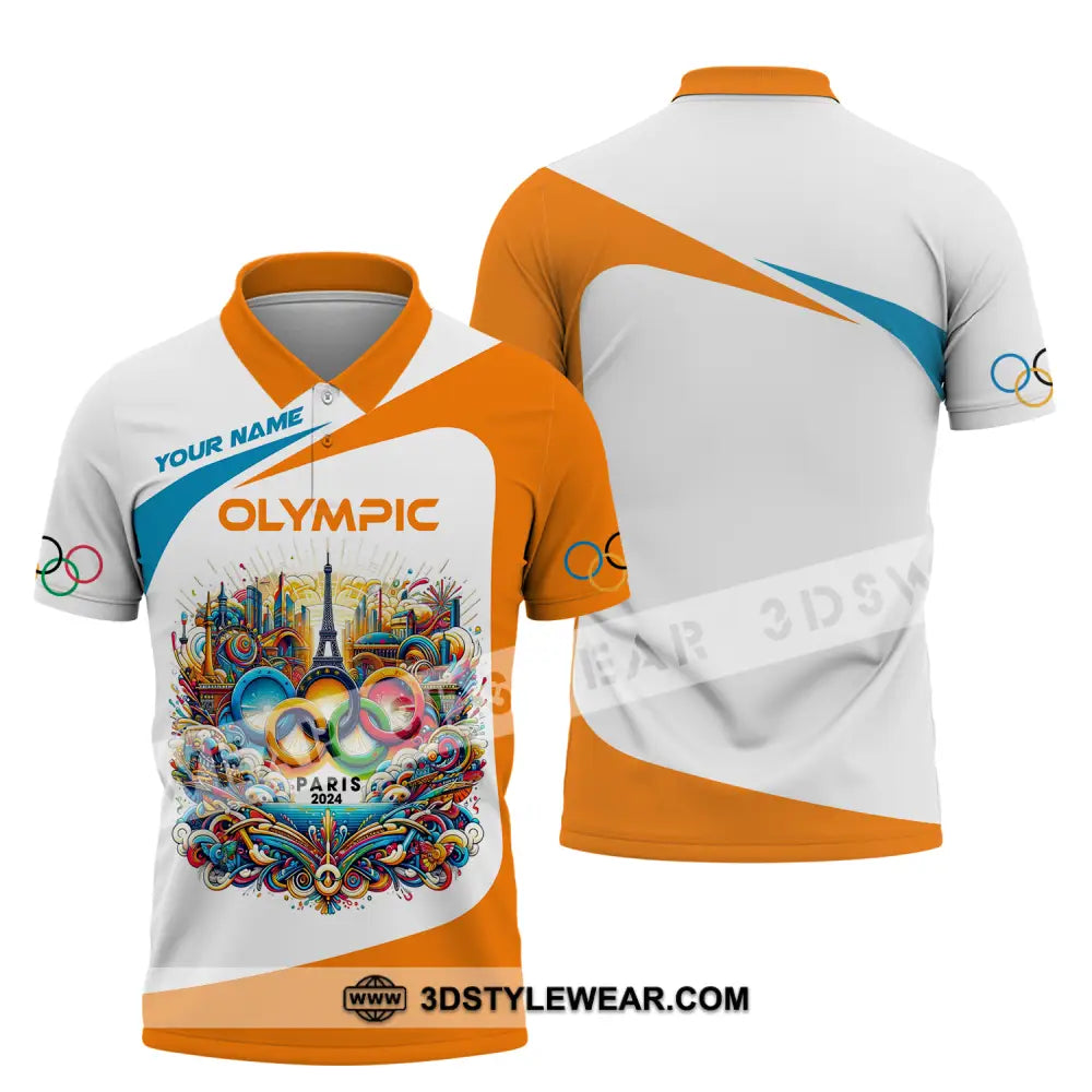 Unisex Shirt - Custom Name Olympic Orange And White Polo / S T-Shirt