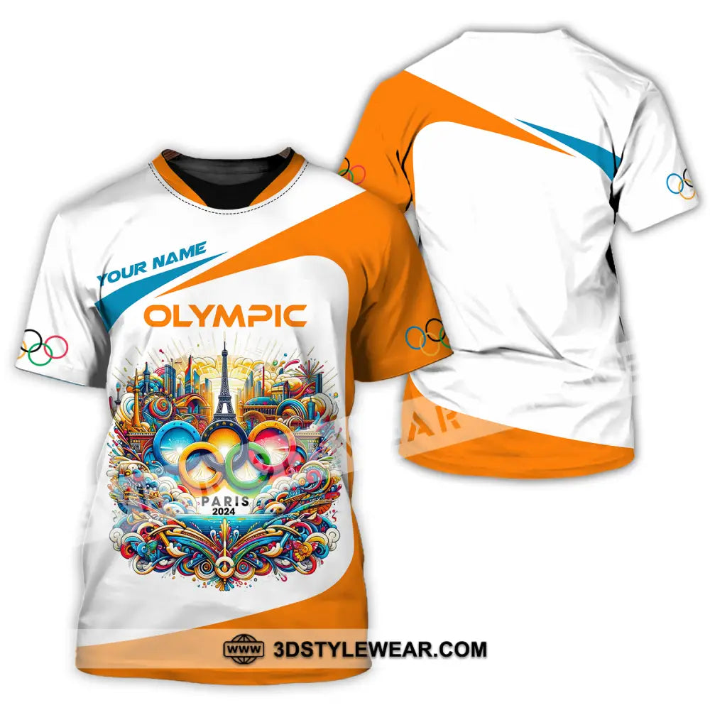 Unisex Shirt - Custom Name Olympic Orange And White T-Shirt / S T-Shirt