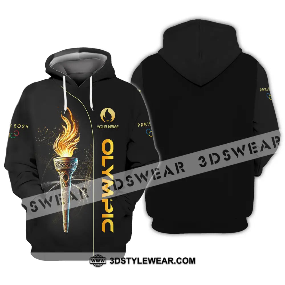 Unisex Shirt - Custom Name Olympic Paris 2024 Black Gold Hoodie / S T-Shirt