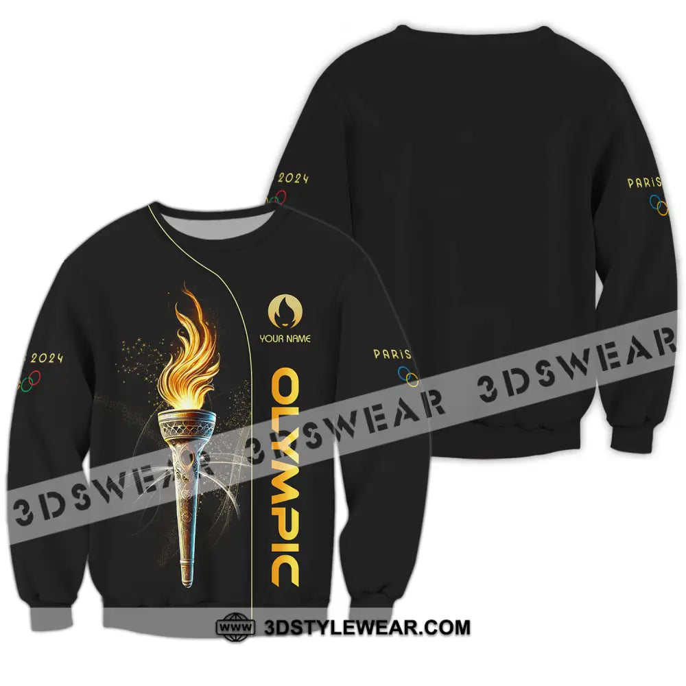 Unisex Shirt - Custom Name Olympic Paris 2024 Black Gold Long Sleeve / S T-Shirt