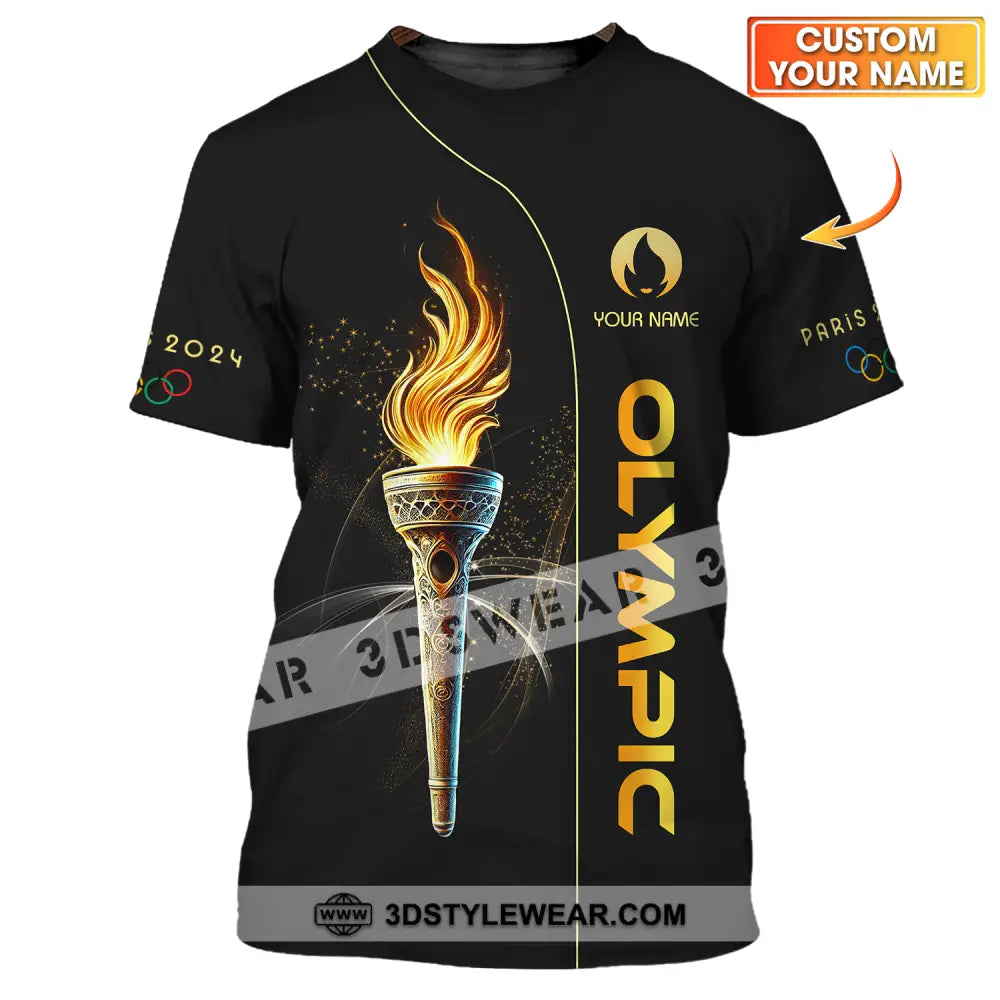 Unisex Shirt - Custom Name Olympic Paris 2024 Black Gold T-Shirt