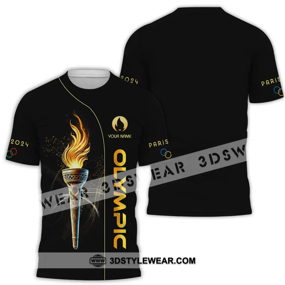 Unisex Shirt - Custom Name Olympic Paris 2024 Black Gold T-Shirt / S T-Shirt