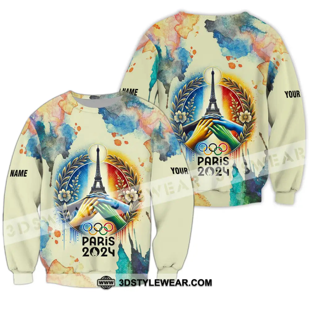 Unisex Shirt - Custom Name Olympic Paris 2024 Color Long Sleeve / S T-Shirt