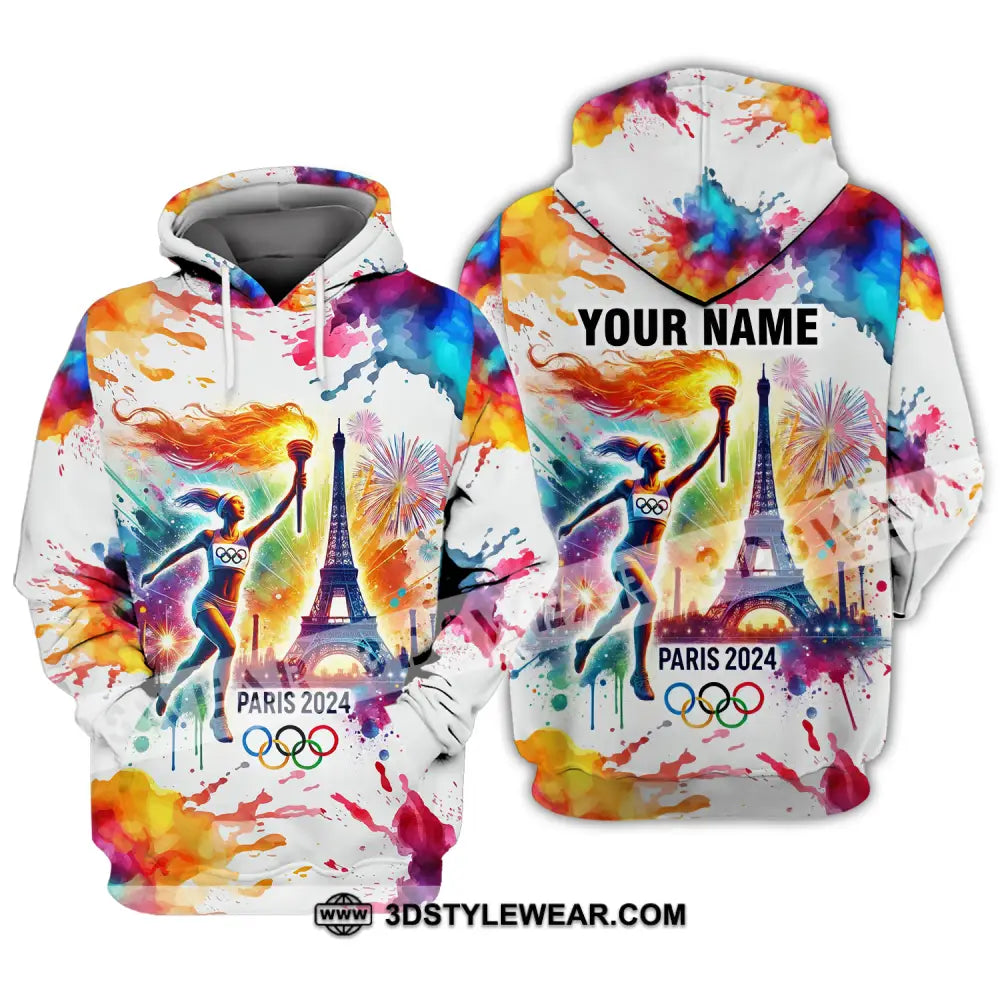 Unisex Shirt - Custom Name Olympic Paris 2024 Colorful Hoodie / S T-Shirt