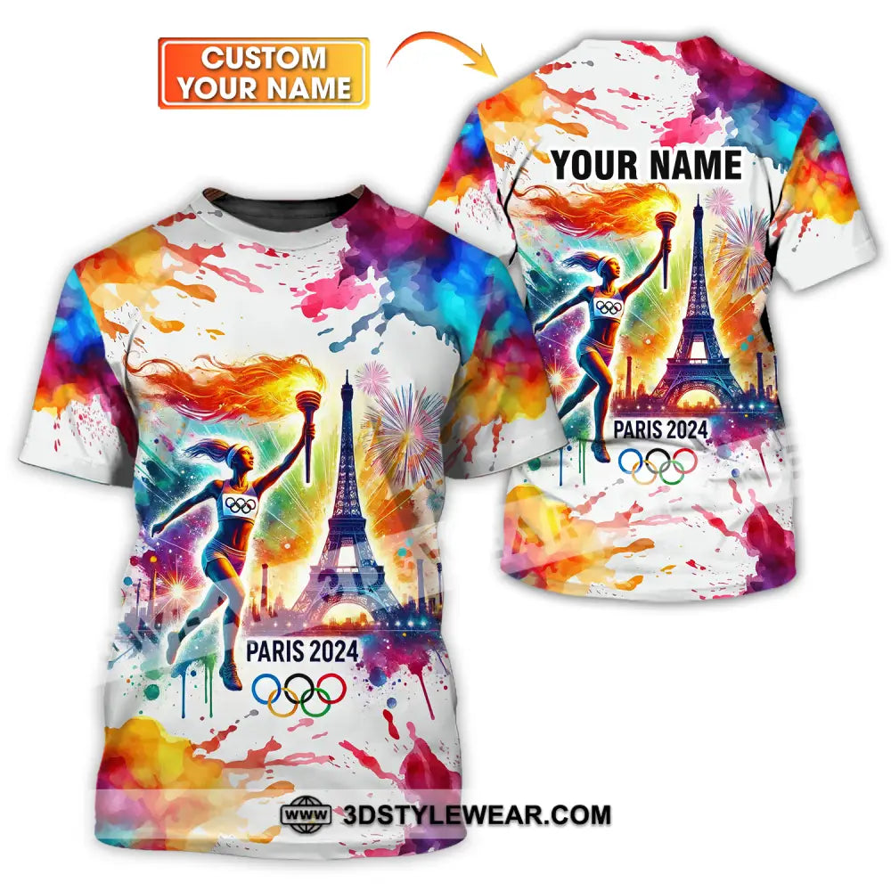 Unisex Shirt - Custom Name Olympic Paris 2024 Colorful T-Shirt