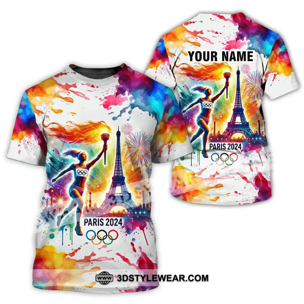 Unisex Shirt - Custom Name Olympic Paris 2024 Colorful T-Shirt / S T-Shirt