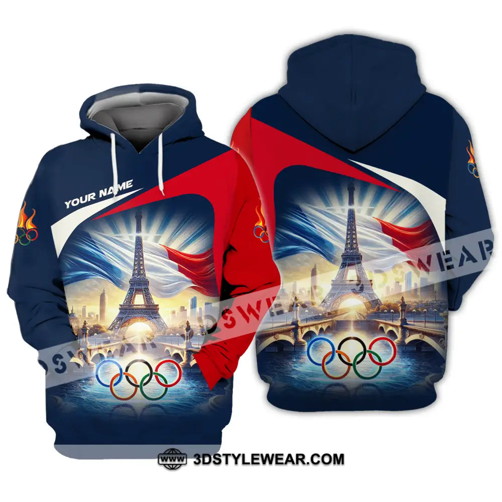 Unisex Shirt - Custom Name Olympic Paris 2024 Eiffel Tower Hoodie / S T-Shirt