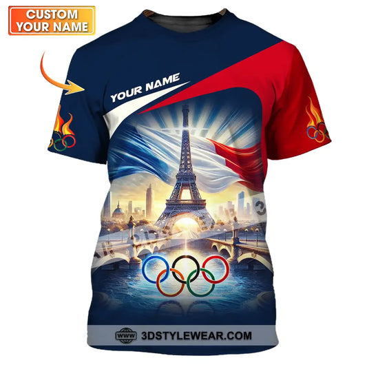 Unisex Shirt - Custom Name Olympic Paris 2024 Eiffel Tower T-Shirt