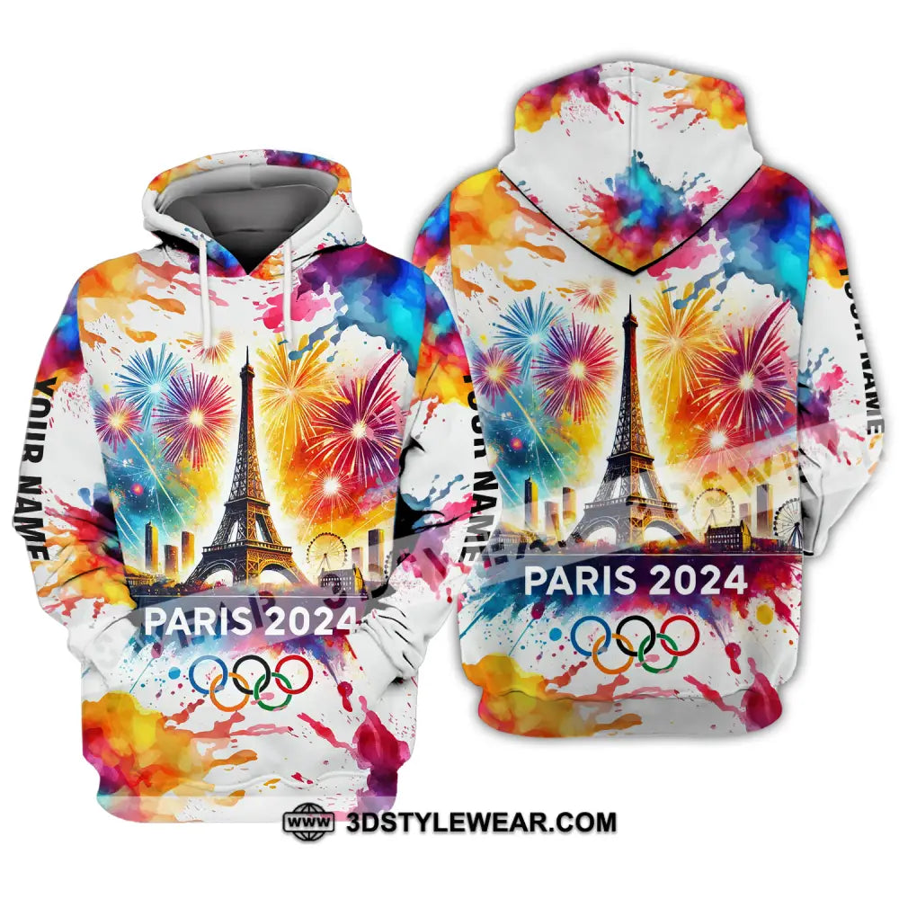 Unisex Shirt - Custom Name Olympic Paris 2024 Firework Hoodie / S T-Shirt