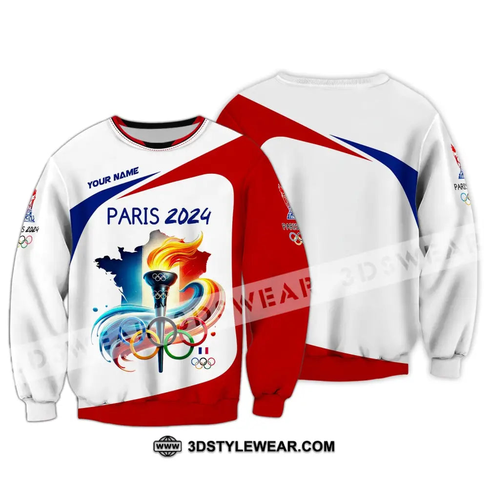 Unisex Shirt Custom Name Olympic Paris 2024 Long Sleeve Polo / S T-Shirt