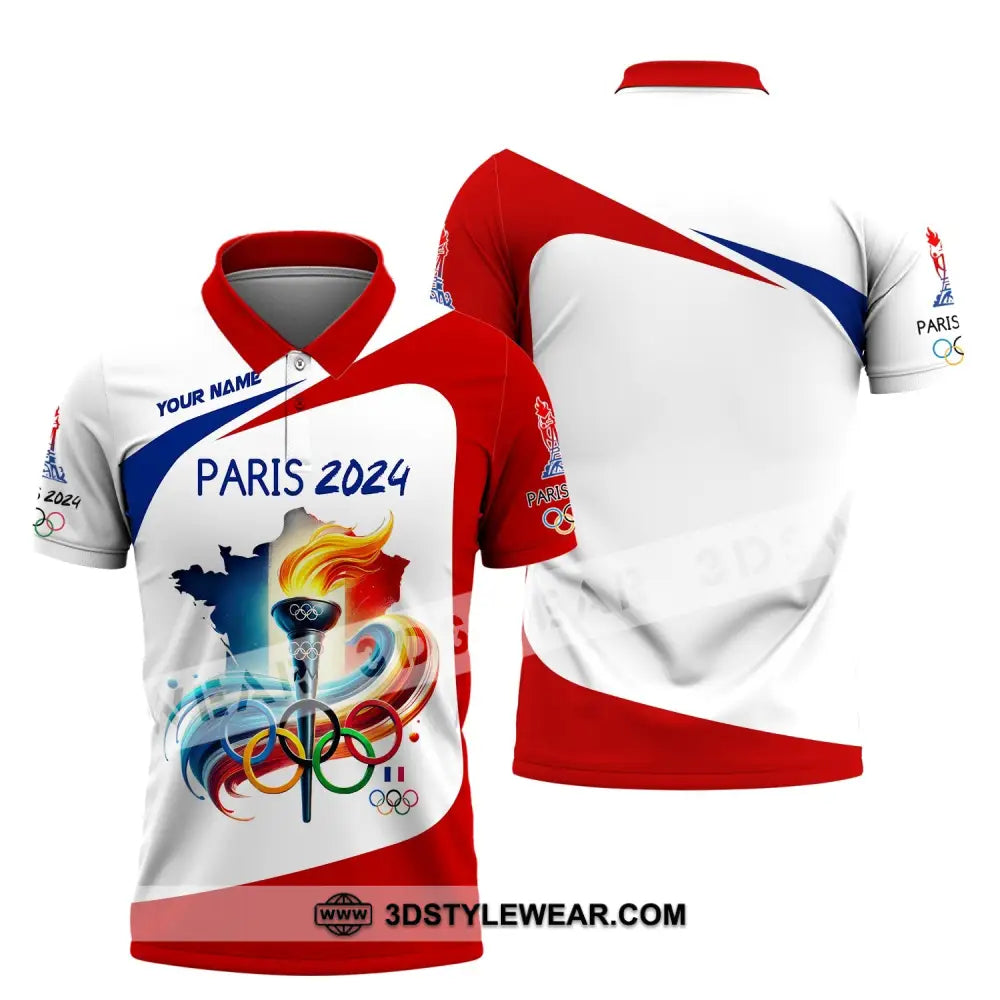 Unisex Shirt Custom Name Olympic Paris 2024 Long Sleeve Polo / S T-Shirt