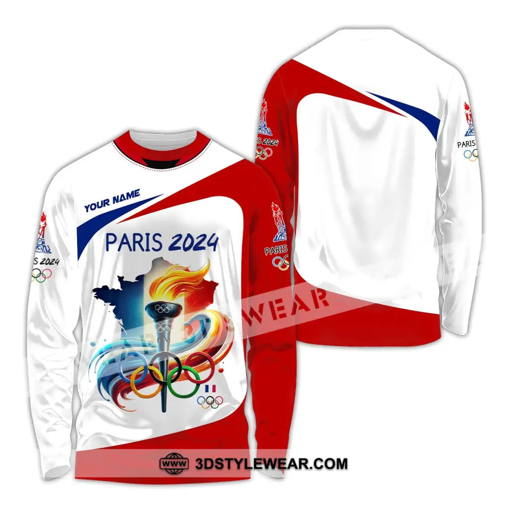 Unisex Shirt Custom Name Olympic Paris 2024 Long Sleeve Polo / S T-Shirt