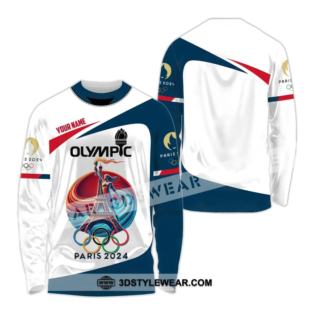 Unisex Shirt - Custom Name Olympic Paris 2024 Long Sleeve / S T-Shirt