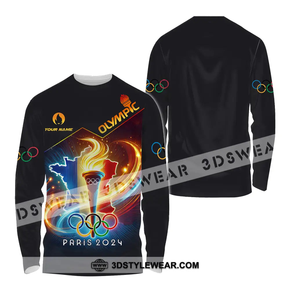 Unisex Shirt - Custom Name Olympic Paris 2024 Long Sleeve / S T-Shirt