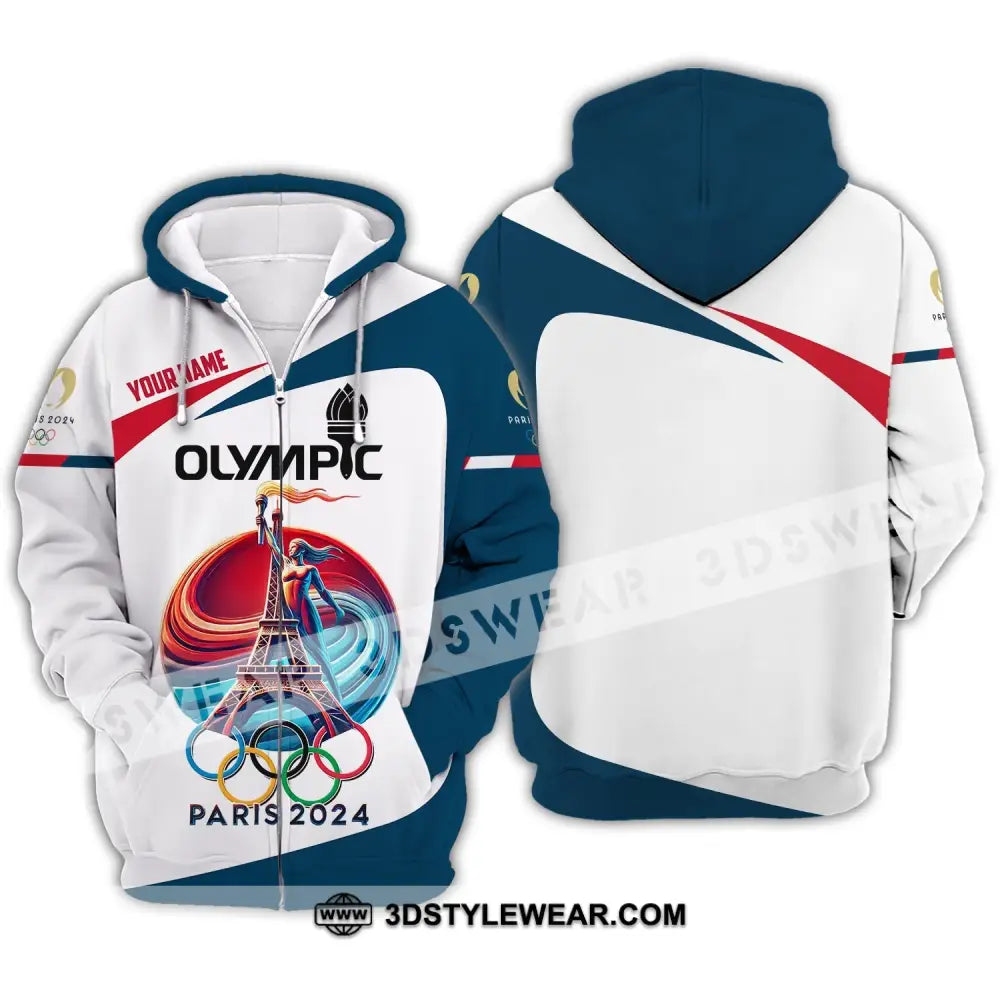 Unisex Shirt - Custom Name Olympic Paris 2024 Zipper Hoodie / S T-Shirt