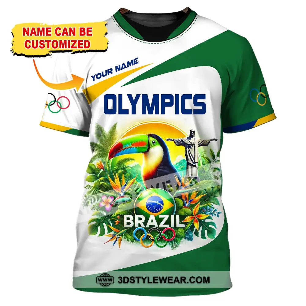 Unisex Shirt Custom Name Olympic T-Shirt Brazil 2024 Hoodie Long Sleeve