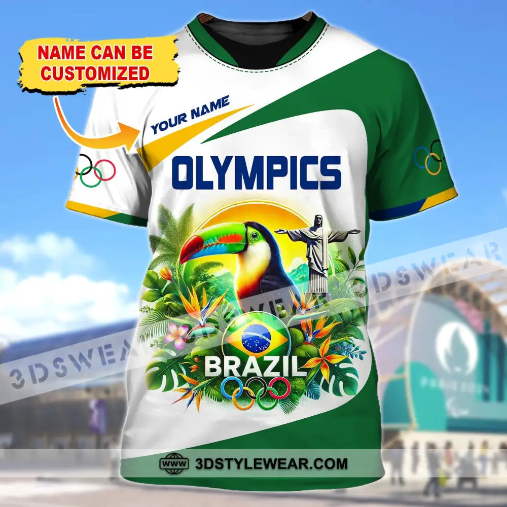 Unisex Shirt Custom Name Olympic T-Shirt Brazil 2024 Hoodie Long Sleeve