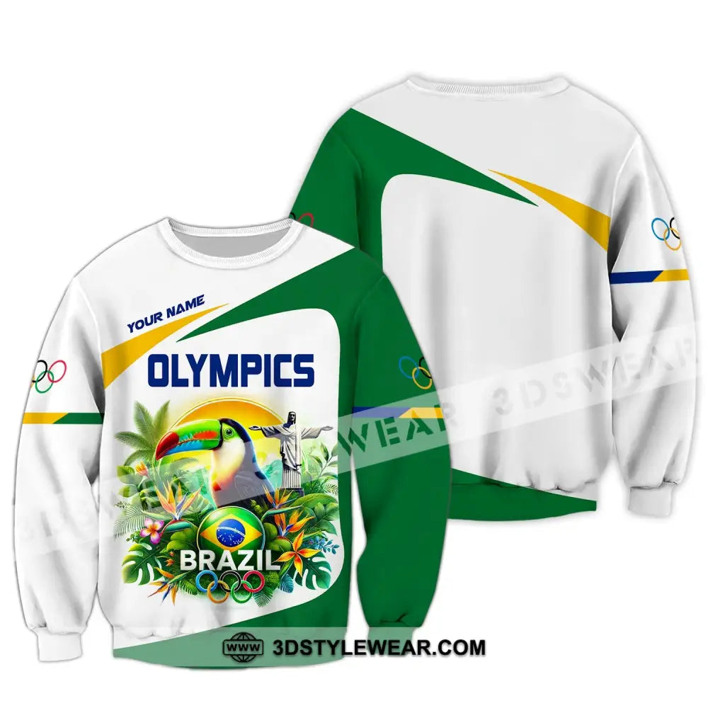 Unisex Shirt Custom Name Olympic T-Shirt Brazil 2024 Hoodie Long Sleeve / S