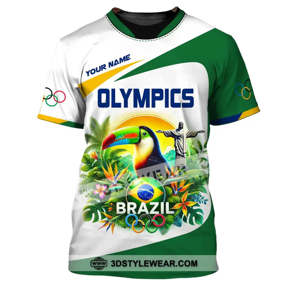 Unisex Shirt Custom Name Olympic T-Shirt Brazil 2024 Hoodie Long Sleeve / S