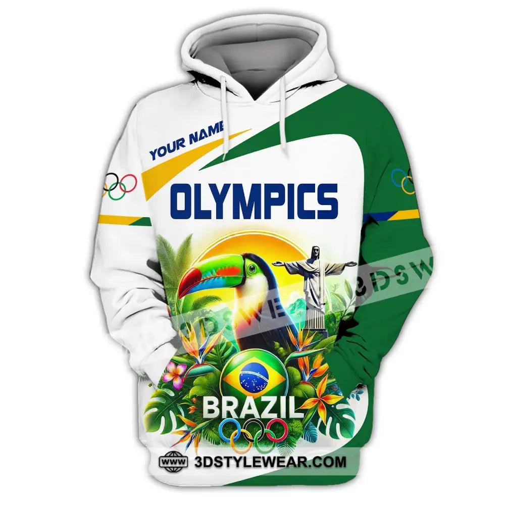 Unisex Shirt Custom Name Olympic T-Shirt Brazil 2024 Hoodie Long Sleeve / S