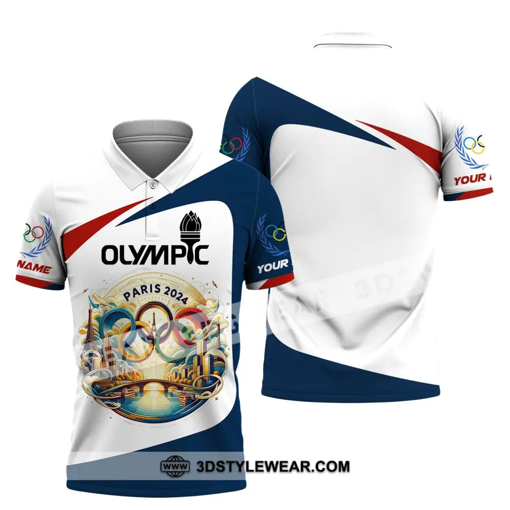 Unisex Shirt Custom Name Olympic T-Shirt Paris 2024 Hoodie Long Sleeve Polo / S