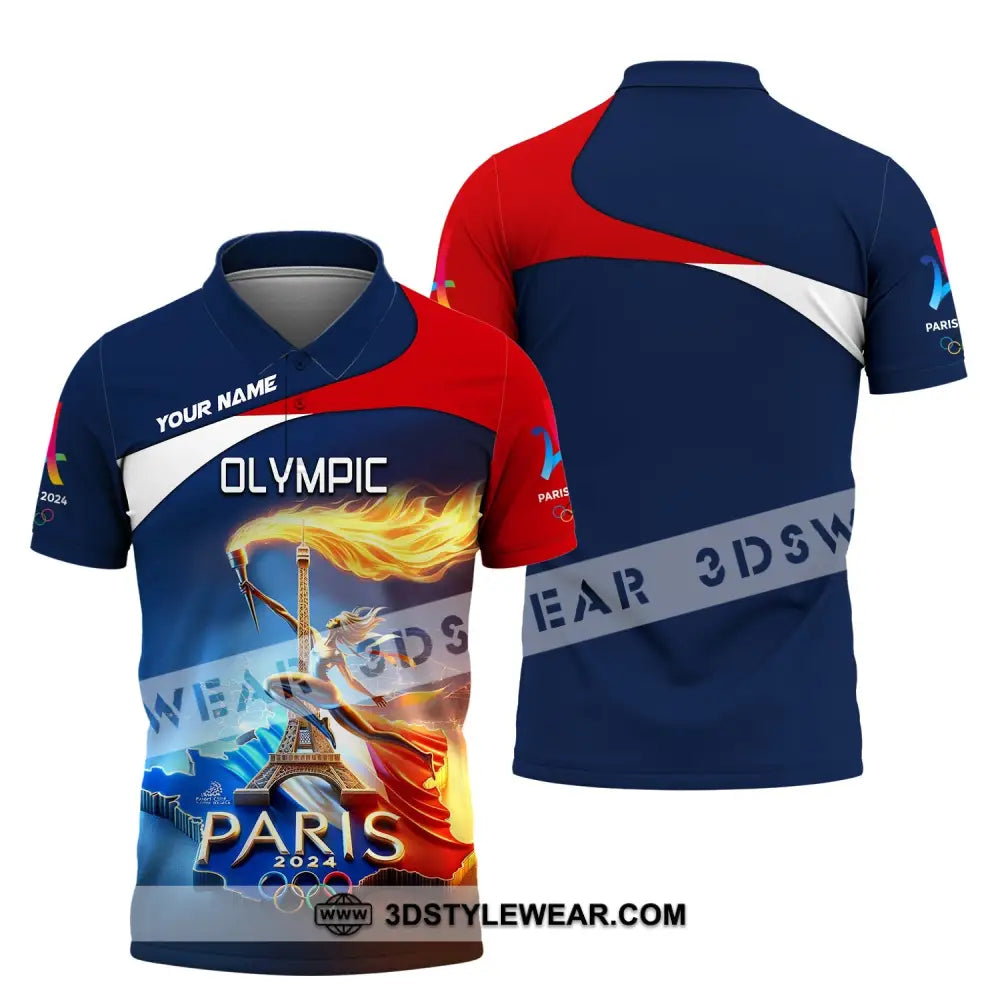 Unisex Shirt Custom Name Olympic T-Shirt Paris 2024 Hoodie Long Sleeve Polo / S