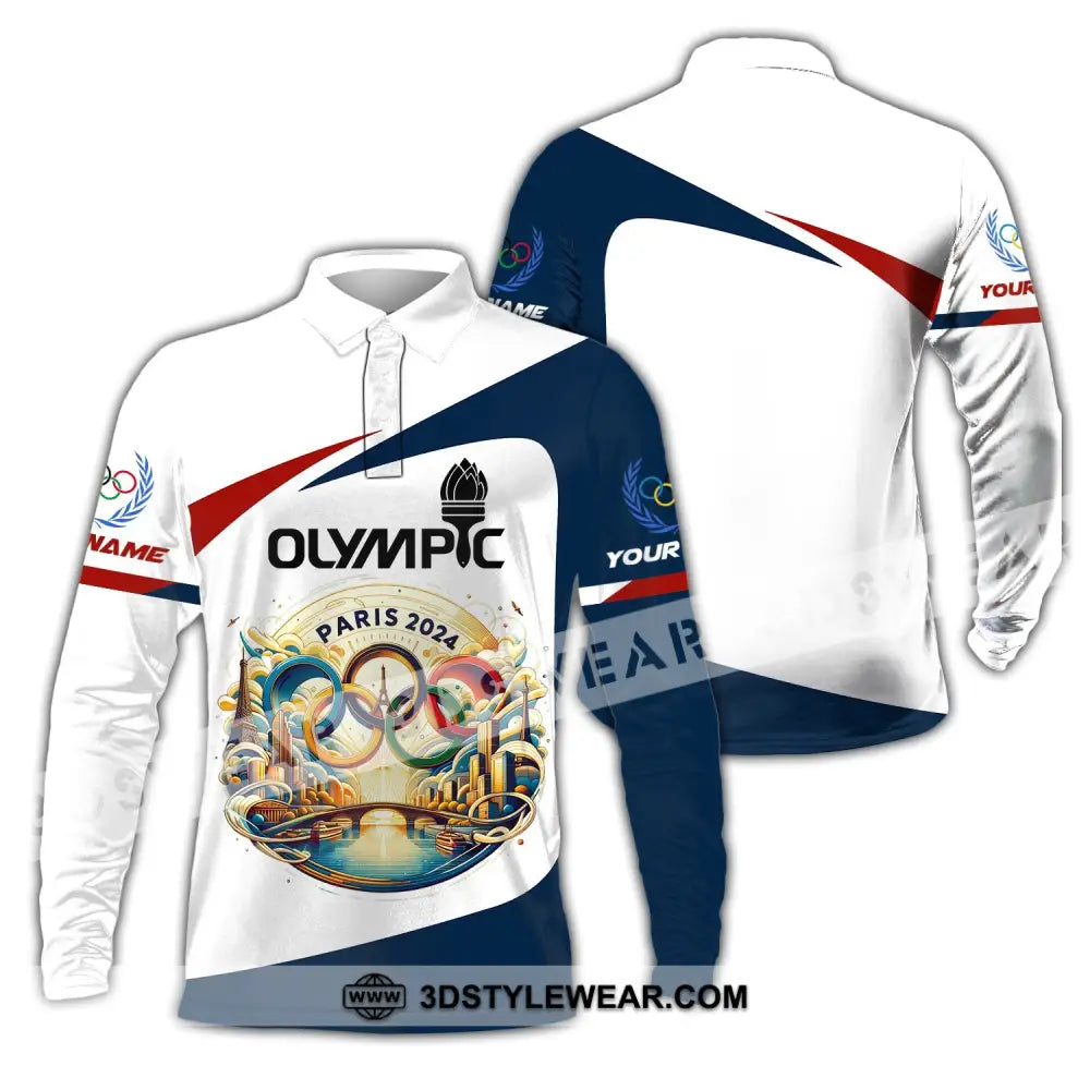 Unisex Shirt Custom Name Olympic T-Shirt Paris 2024 Hoodie Long Sleeve Polo / S