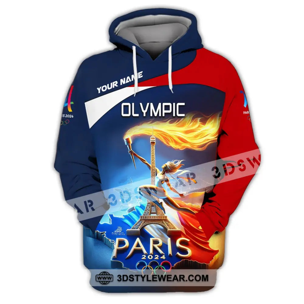 Unisex Shirt Custom Name Olympic T-Shirt Paris 2024 Hoodie Long Sleeve / S